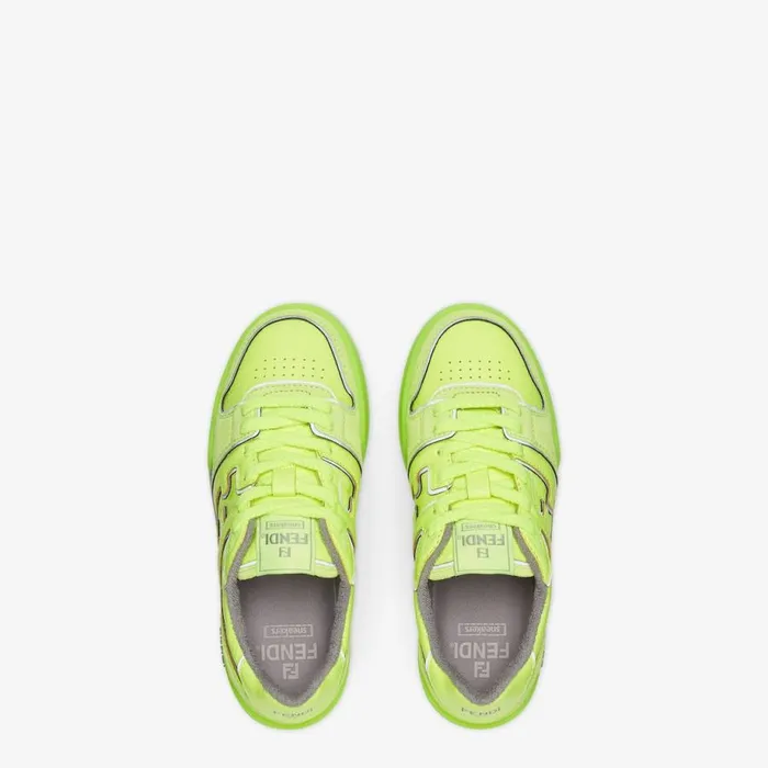 Woman Neon Yellow Leather LowTops Yellow Fendi Sneakers