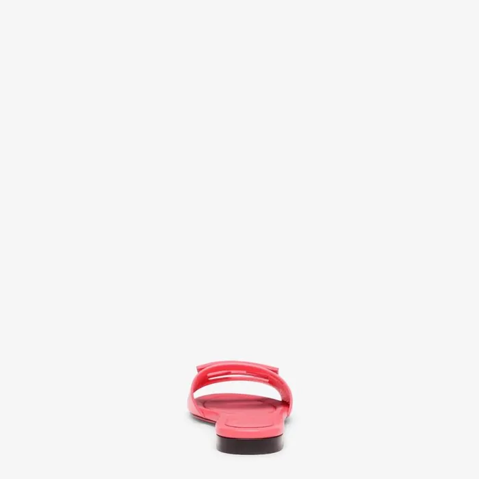 Woman Pink Leather Slides Pink Fendi Slides and Mules