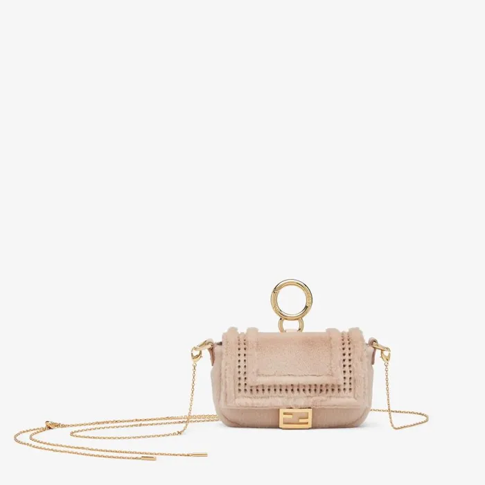 Woman Pink Mink Charm Pink Fendi Miniature Bags