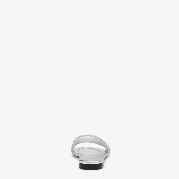 Woman SilverColoured Leather Slides Silver Fendi Slides and Mules