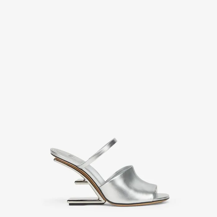 Woman Silver Leather HighHeeled Sandals Silver Fendi Fendi First