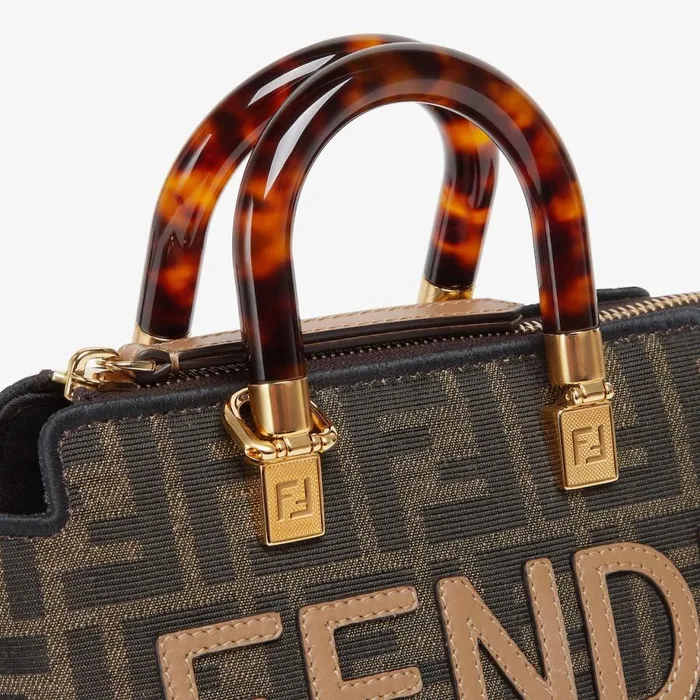 Woman Small Brown Ff Fabric Boston Bag Brown Fendi Mini Bags