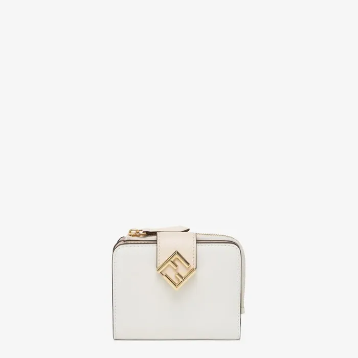 Woman TwoTone White And Camellia Leather Wallet Pink Fendi Wallets