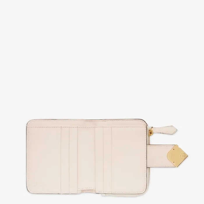 Woman TwoTone White And Camellia Leather Wallet Pink Fendi Wallets