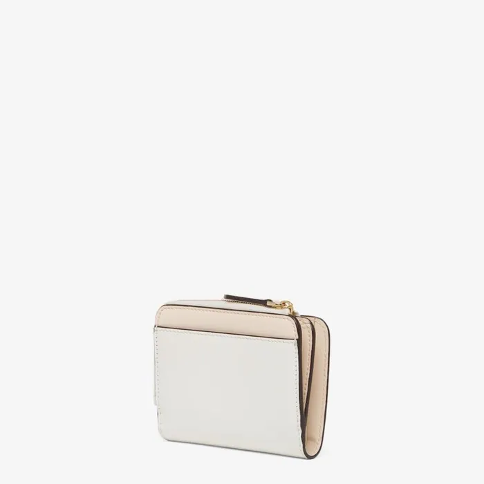Woman TwoTone White And Camellia Leather Wallet Pink Fendi Wallets
