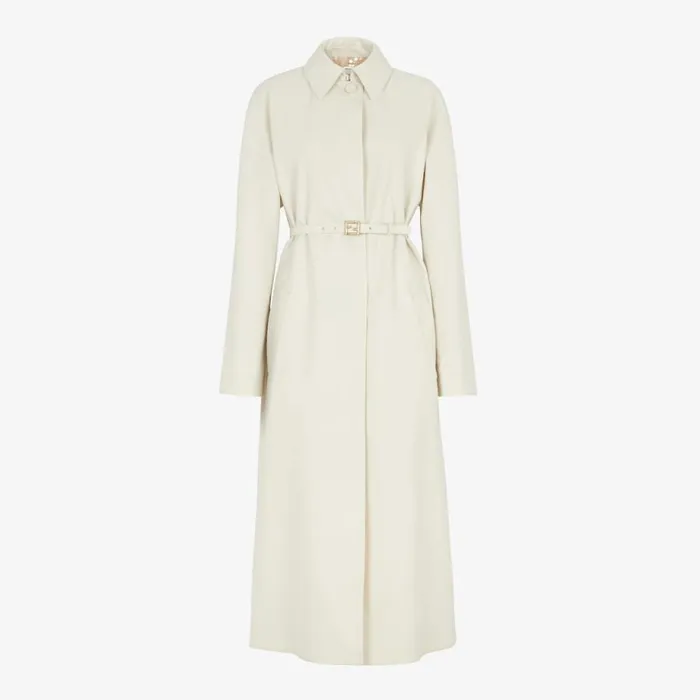Woman White Fabric Trench Coat White Fendi Coats and Outerwear
