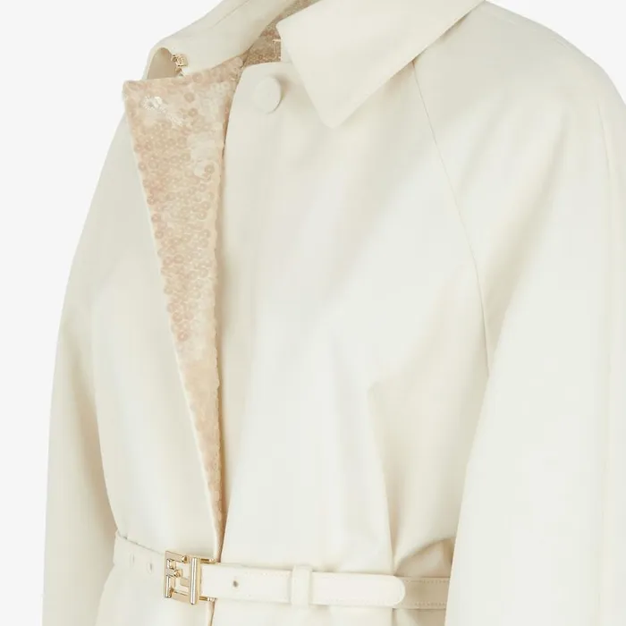 Woman White Fabric Trench Coat White Fendi Coats and Outerwear