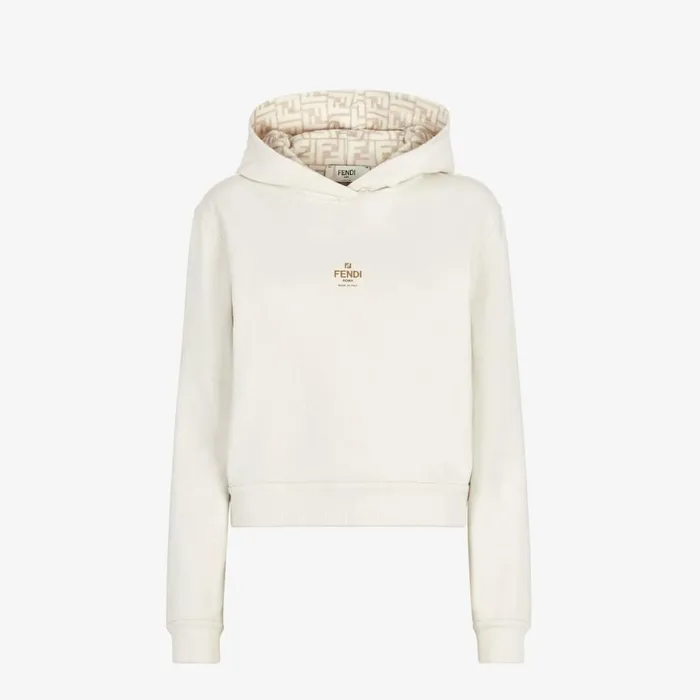 Woman White Jersey Sweatshirt White Fendi Tshirts and Sweatshirts