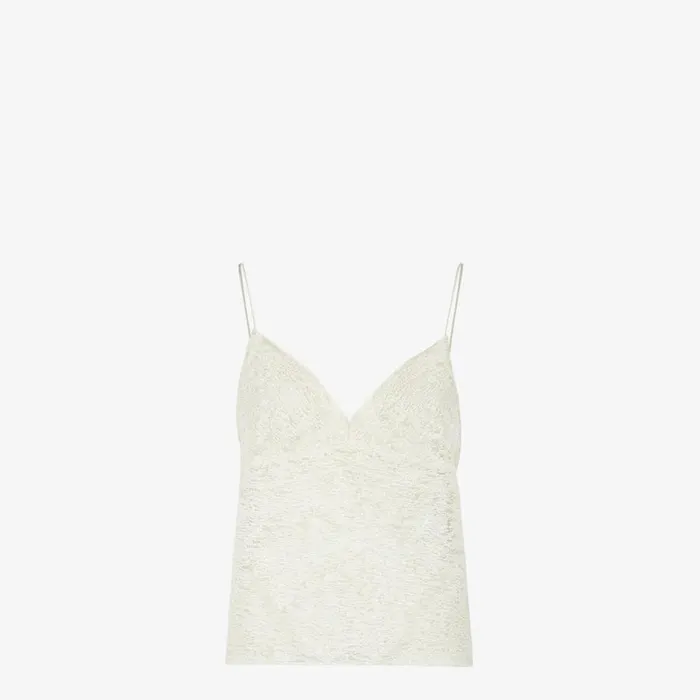 Woman White Lace Top White Fendi Tops and Shirts