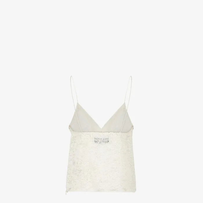Woman White Lace Top White Fendi Tops and Shirts