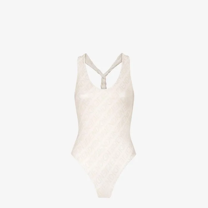 Woman White Lycra Swimsuit White Fendi Swimwear
