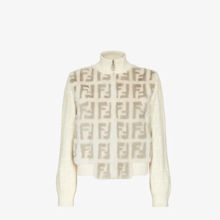 Woman White Mink Bomber White Fendi Coats and Outerwear