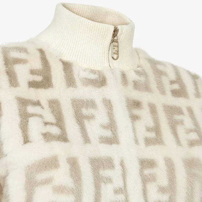 Woman White Mink Bomber White Fendi Coats and Outerwear