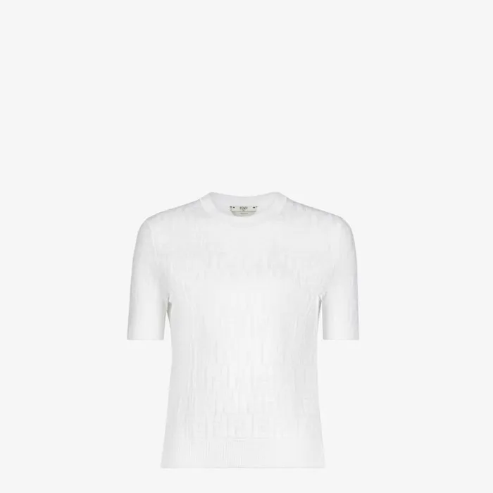 Woman White Viscose And Cotton Jumper White Fendi Knitwear