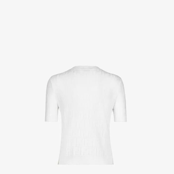 Woman White Viscose And Cotton Jumper White Fendi Knitwear