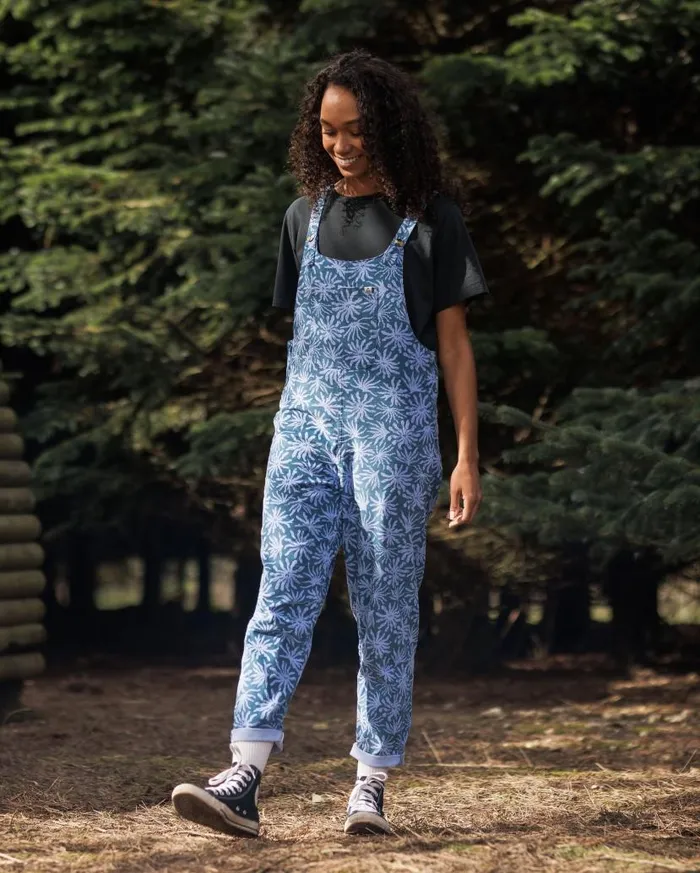 Women Bottoms Passenger Meadows Organic Cotton Cord Dungarees Seaweed Blue Steel Seaweed Blue Steel