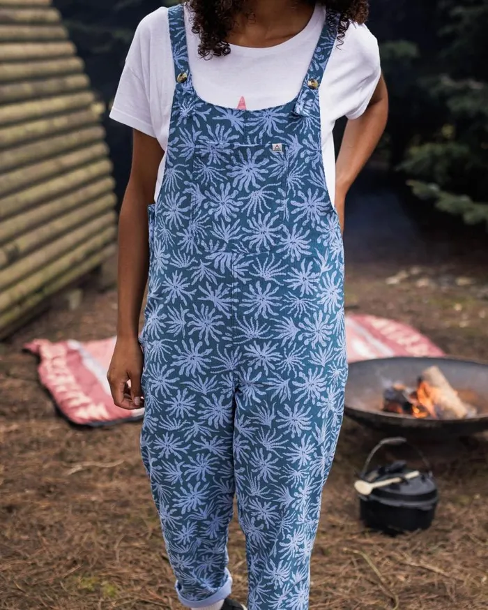 Women Bottoms Passenger Meadows Organic Cotton Cord Dungarees Seaweed Blue Steel Seaweed Blue Steel