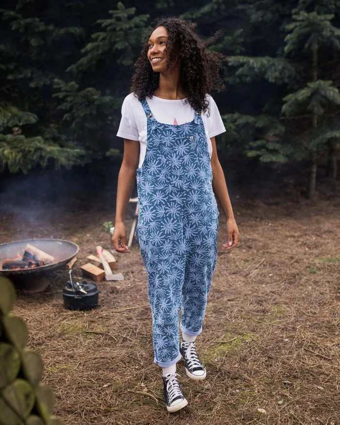 Women Bottoms Passenger Meadows Organic Cotton Cord Dungarees Seaweed Blue Steel Seaweed Blue Steel