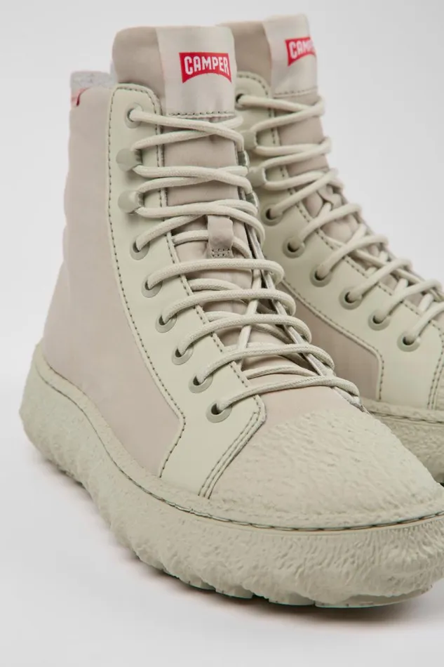 Women Camper Ankle Boots Ground PrimaLoft MICHELIN Light Gray Textile And Leather Ankle Boots