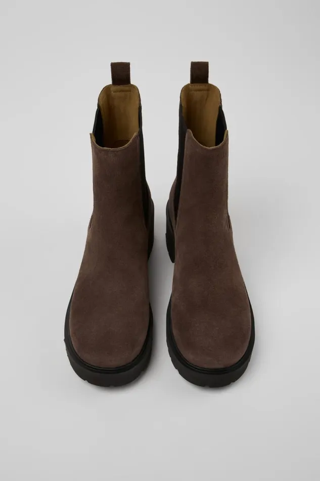 Women Camper Ankle Boots Milah Brown Nubuck Ankle Boots