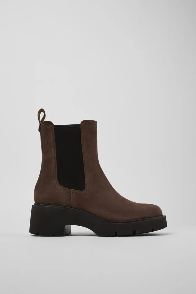 Women Camper Ankle Boots Milah Brown Nubuck Ankle Boots
