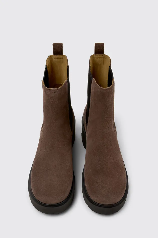 Women Camper Ankle Boots Milah Brown Nubuck Ankle Boots
