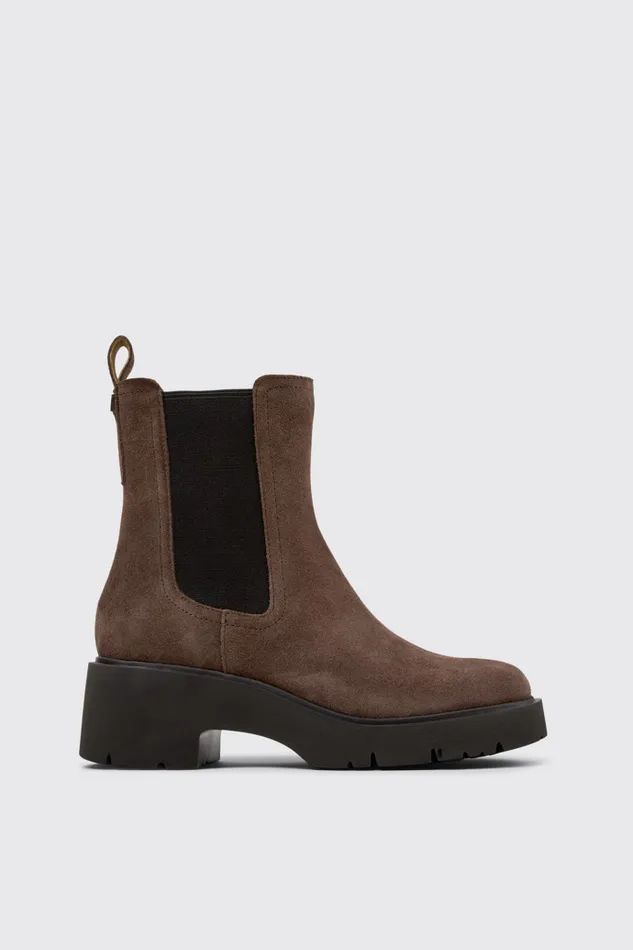 Women Camper Ankle Boots Milah Brown Nubuck Ankle Boots