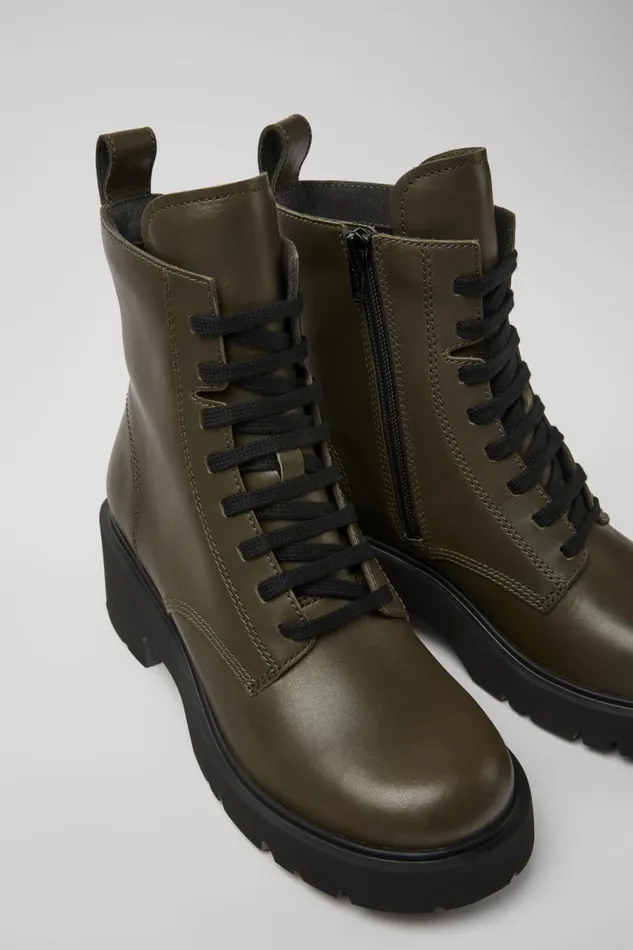 Women Camper Ankle Boots Milah Green Laceup Boots
