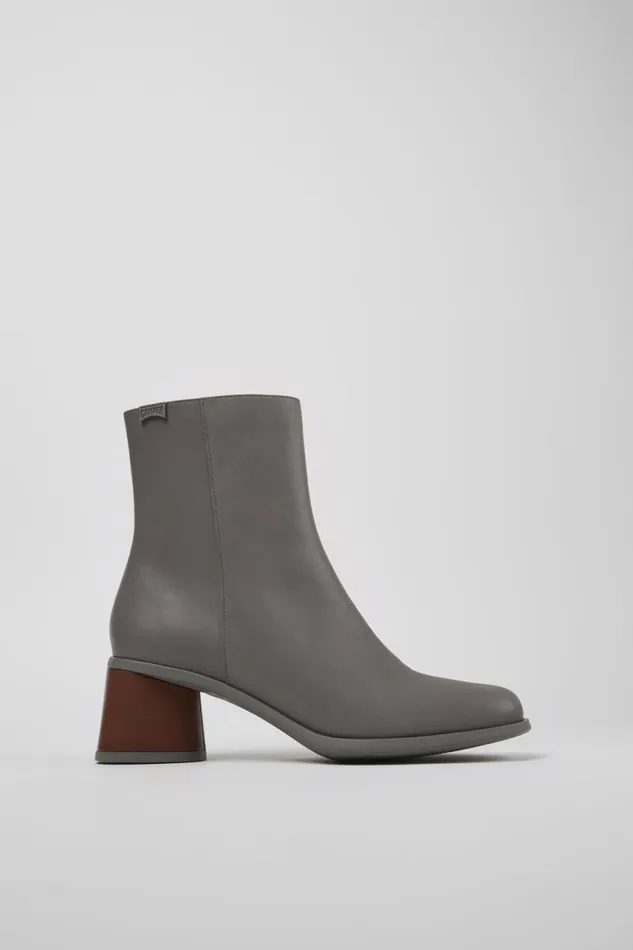 Women Camper Ankle Boots Twins Gray Leather Boots
