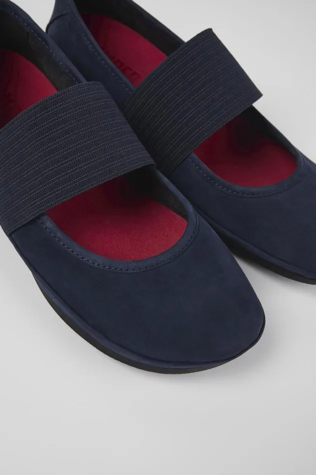 Women Camper Ballerinas Right Blue Nubuck Ballerina
