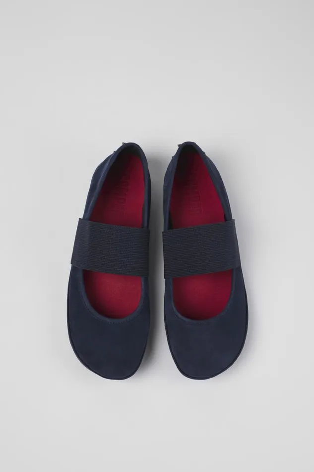 Women Camper Ballerinas Right Blue Nubuck Ballerina
