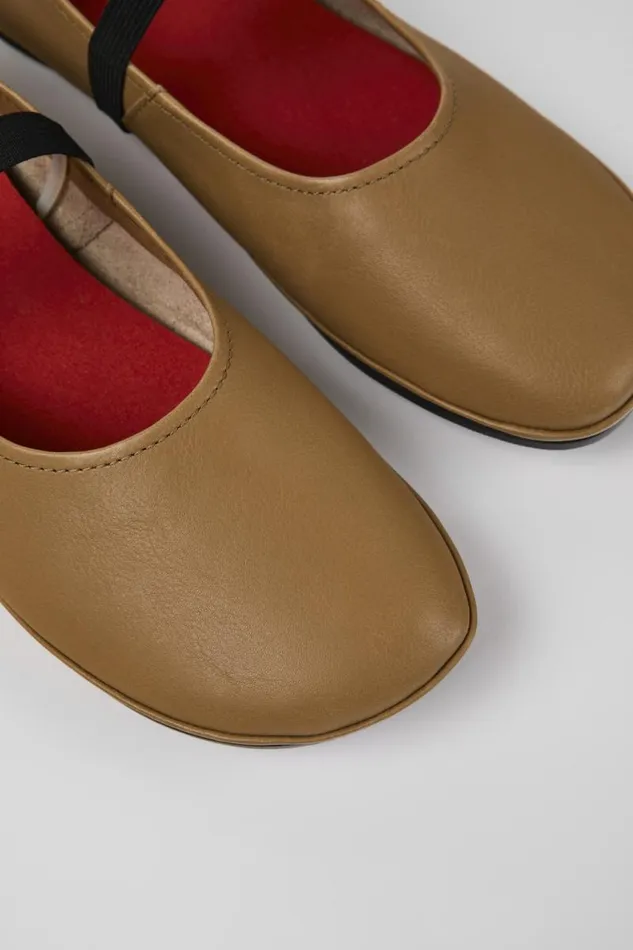 Women Camper Ballerinas Right Brown Leather Mary Jane
