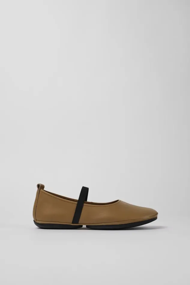 Women Camper Ballerinas Right Brown Leather Mary Jane