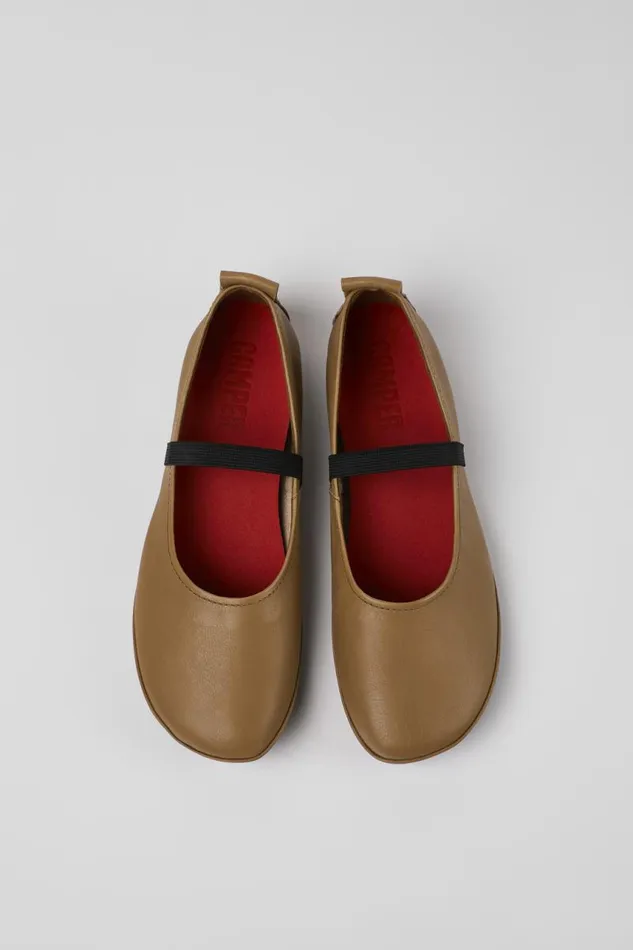 Women Camper Ballerinas Right Brown Leather Mary Jane