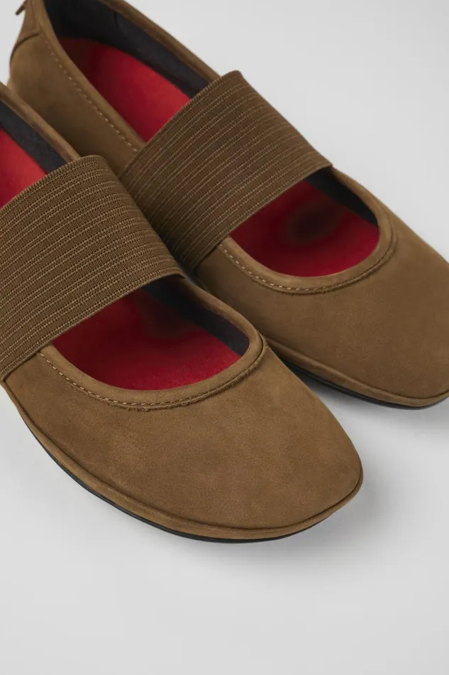 Women Camper Ballerinas Right Brown Nubuck Ballerinas
