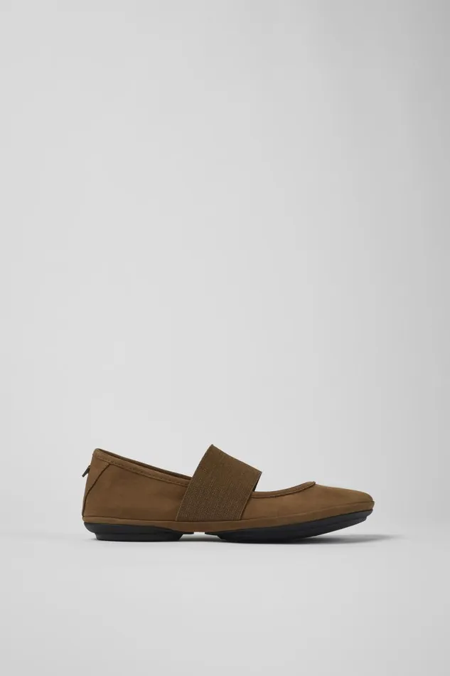 Women Camper Ballerinas Right Brown Nubuck Ballerinas