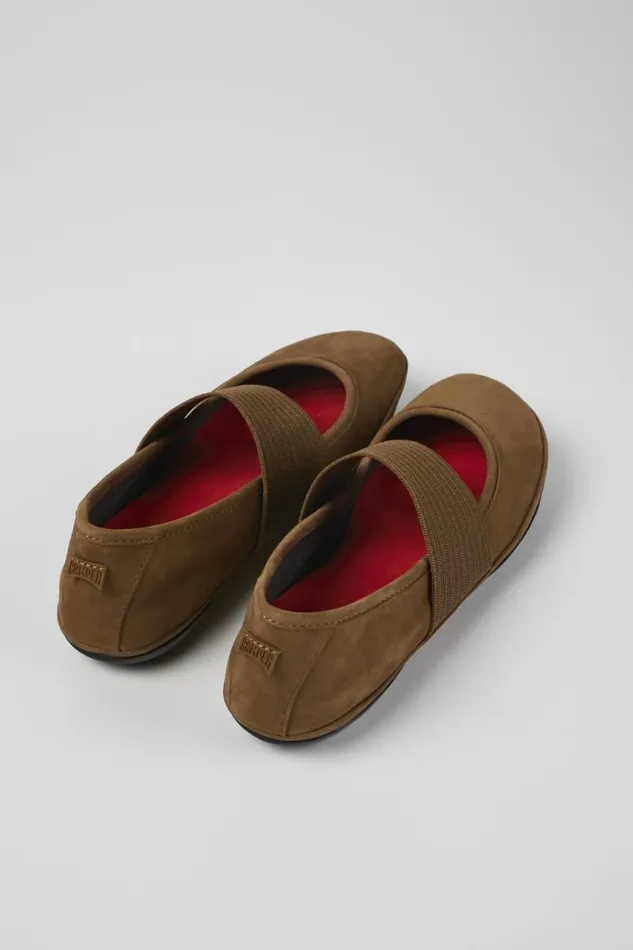 Women Camper Ballerinas Right Brown Nubuck Ballerinas