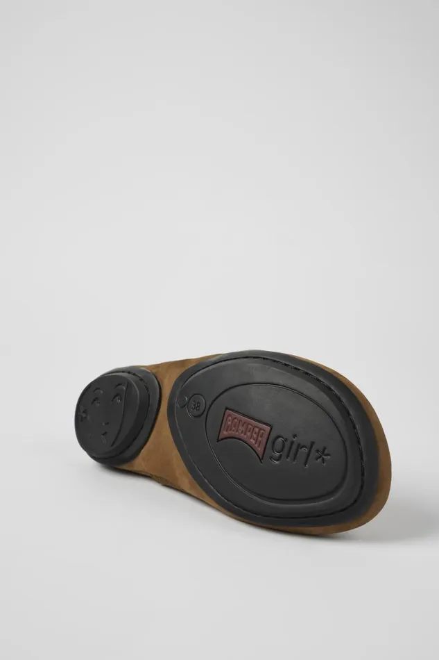 Women Camper Ballerinas Right Brown Nubuck Ballerinas