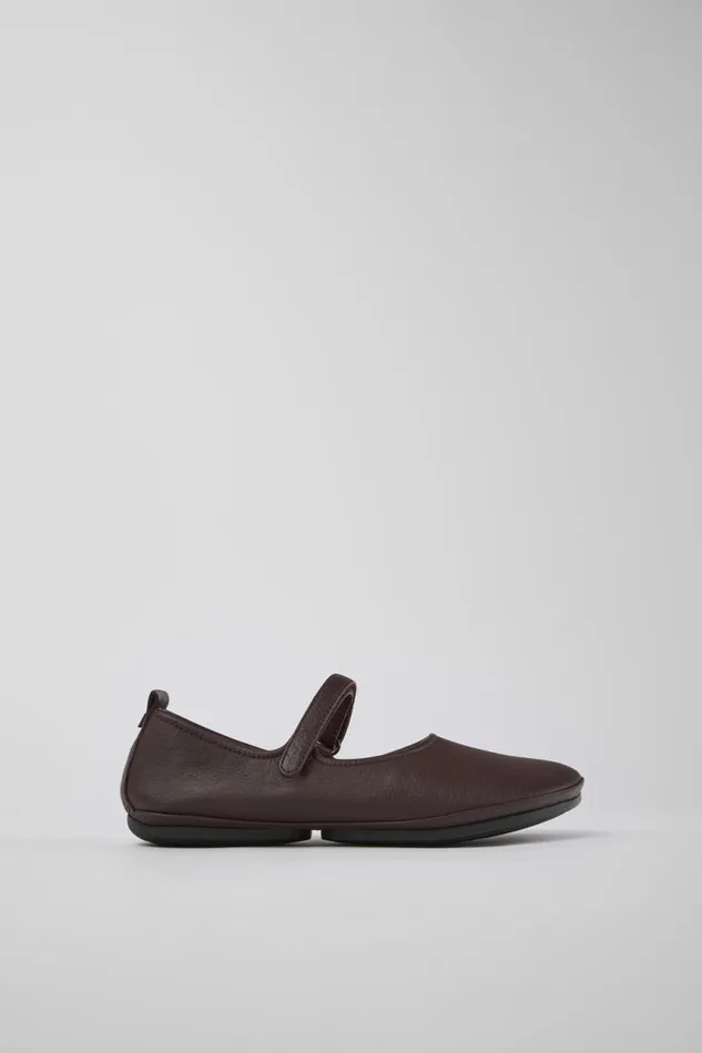 Women Camper Ballerinas Right Burgundy Leather Mary Jane