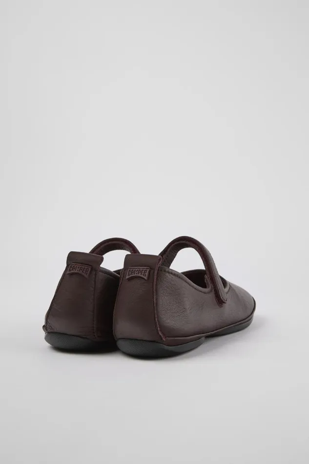 Women Camper Ballerinas Right Burgundy Leather Mary Jane