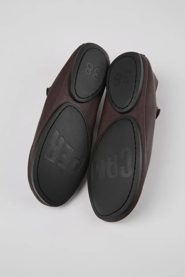 Women Camper Ballerinas Right Burgundy Leather Mary Jane