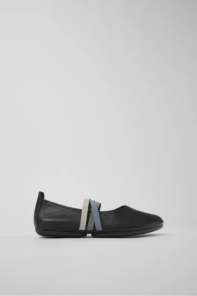 Women Camper Ballerinas Twins Black Leather Ballerina