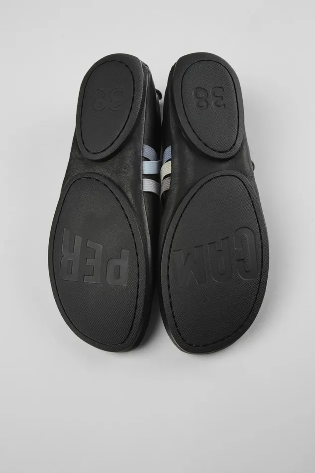 Women Camper Ballerinas Twins Black Leather Ballerina