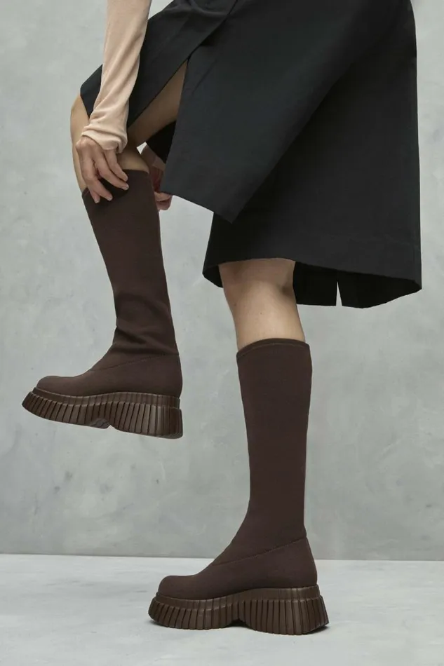 Women Camper Boots BCN TENCEL Brown Textile Boots Women Camper Boots BCN TENCEL Brown Textile Boots