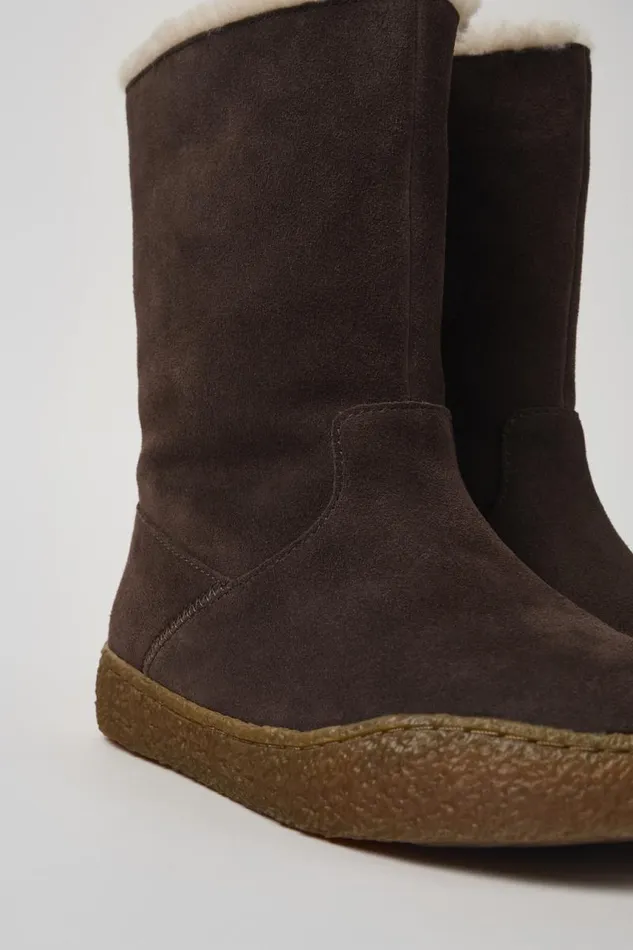 Women Camper Boots Peu Terreno Brown Nubuck Boots