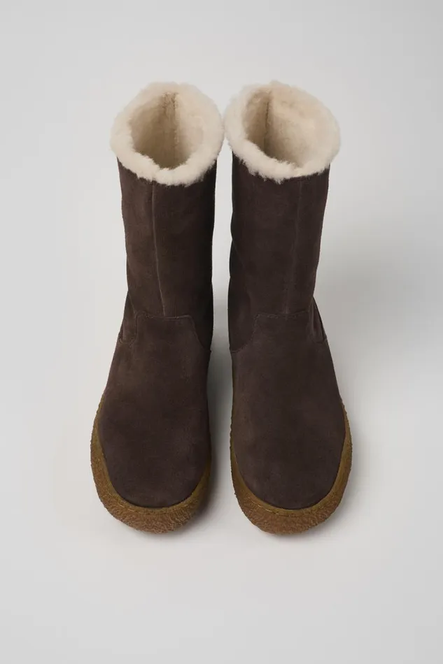 Women Camper Boots Peu Terreno Brown Nubuck Boots