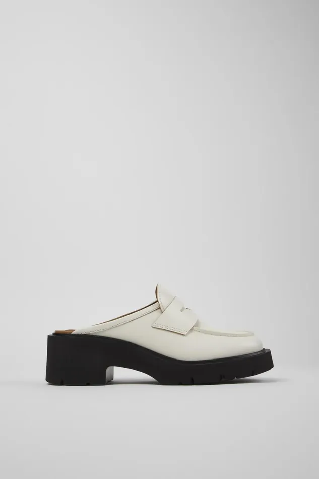 Women Camper Casual Shoes Milah White Leather Clog Women Camper Casual Shoes Milah White Leather Clog