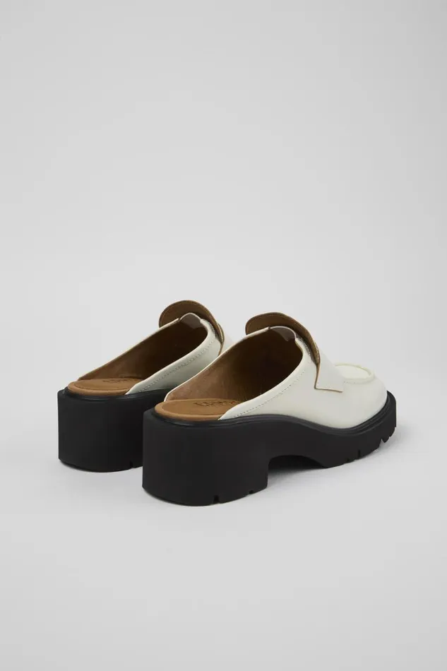 Women Camper Casual Shoes Milah White Leather Clog Women Camper Casual Shoes Milah White Leather Clog