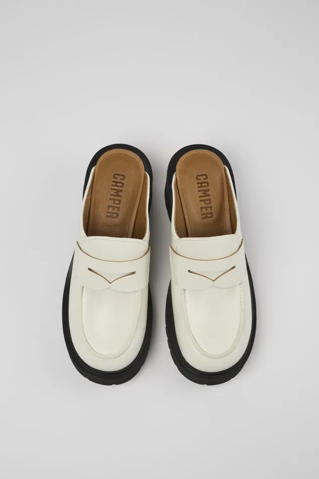 Women Camper Casual Shoes Milah White Leather Clog Women Camper Casual Shoes Milah White Leather Clog