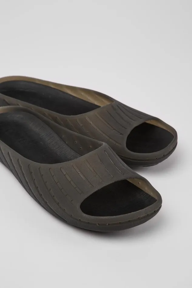 Women Camper Flat Shoes Wabi Black Monomaterial Sandals